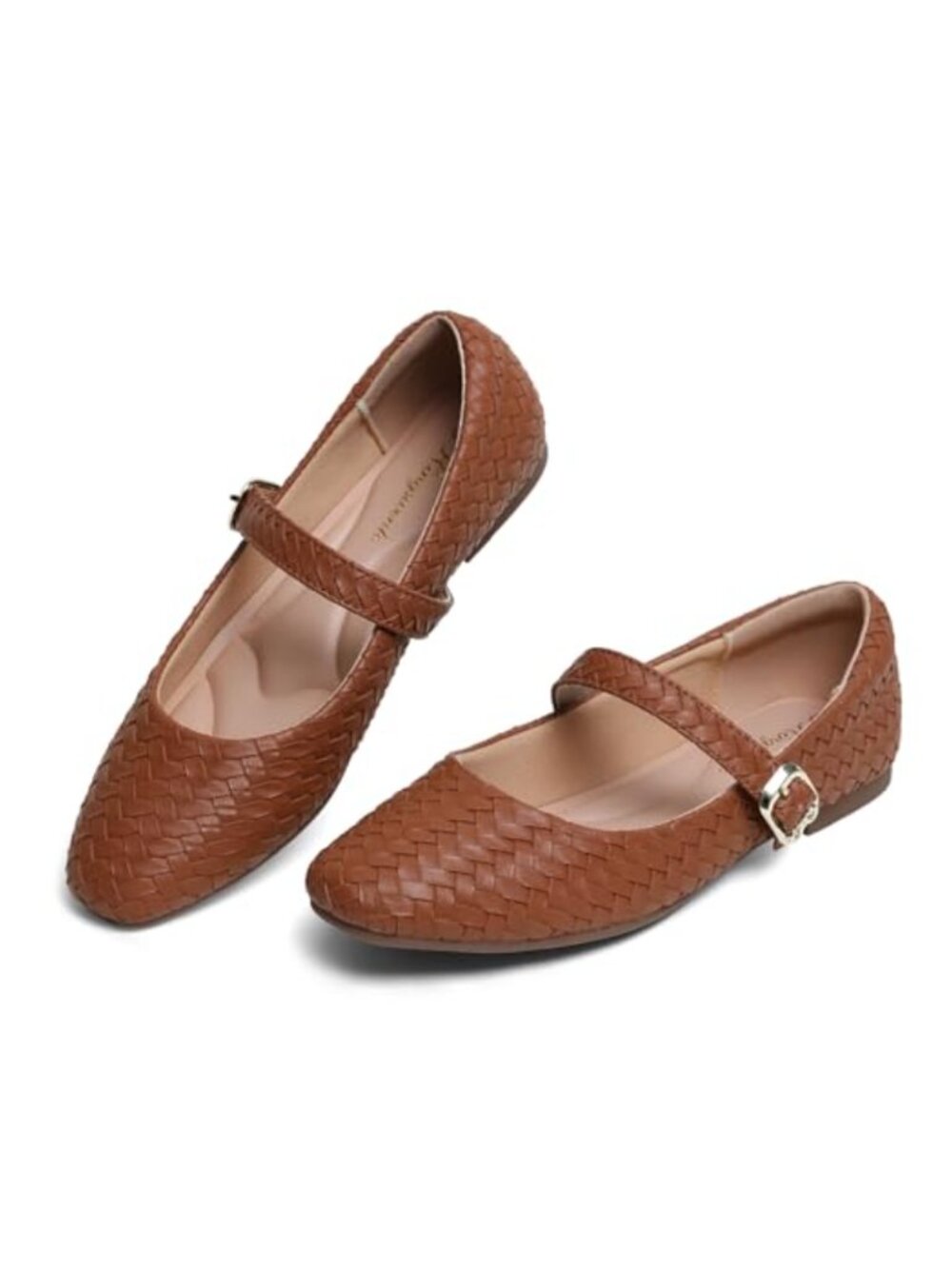 Women's Mary Jane Flats with Strap Square Toe Buckle